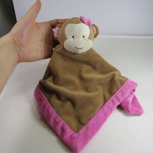 Baby Girl Monkey Blankie Lovey (same fabric front & back) 13x13" by tiddliwinks